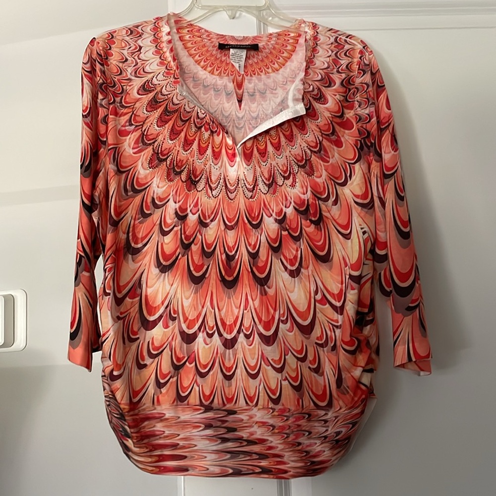 Grayson Multicolor Marble Pattern Print Top Size L Bedazzled Ditsy Festival